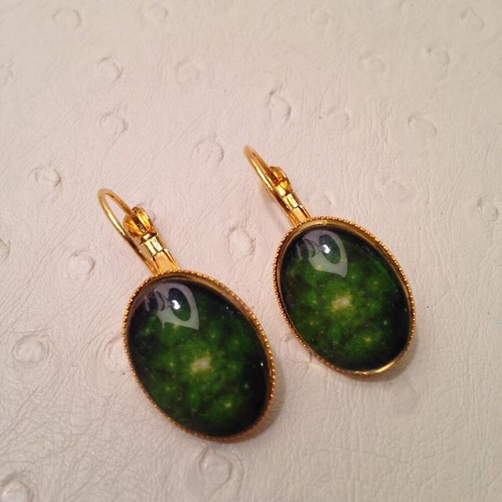 NEW Celestial green cabochon earrings